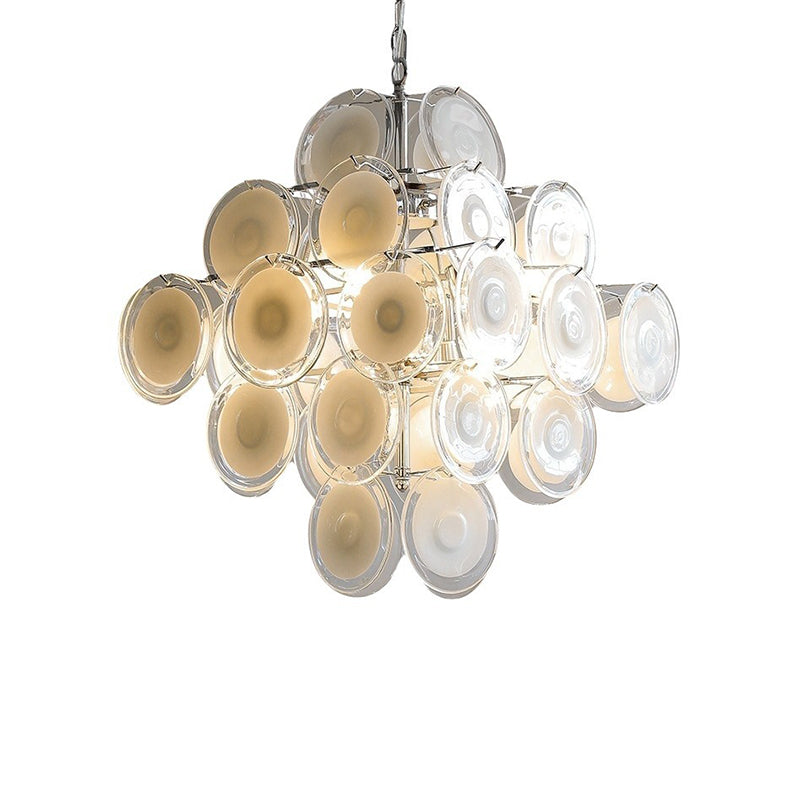 Traditioneller französischer runder Metall-Glas 6-Licht Kronleuchter für das Wohnzimmer 