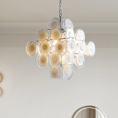 Traditioneller französischer runder Metall-Glas 6-Licht Kronleuchter für das Wohnzimmer 