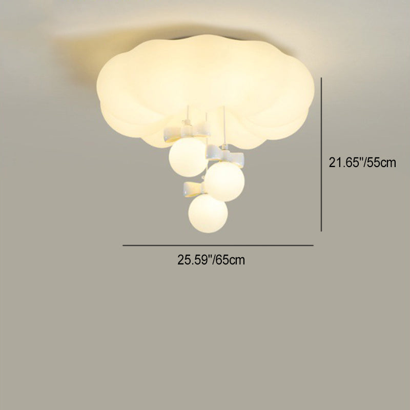 Moderne Einfachheit Wolkenrunde Eisen PE LED Deckenleuchte für Schlafzimmer 