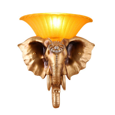 Animal-Inspired Elephant Wall Light – Modern 1-Light Sconce in Metal and Glass for Bedroom Decor