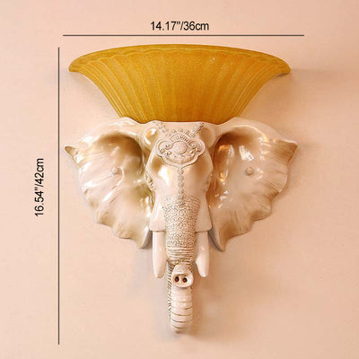 Animal-Inspired Elephant Wall Light – Modern 1-Light Sconce in Metal and Glass for Bedroom Decor