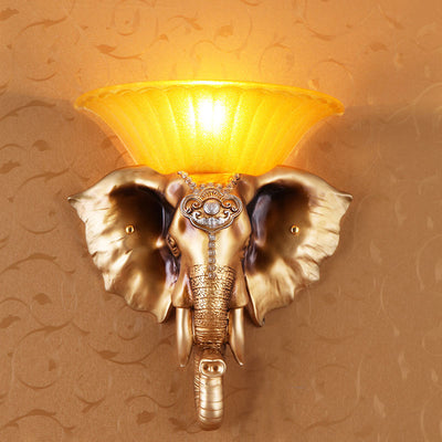 Animal-Inspired Elephant Wall Light – Modern 1-Light Sconce in Metal and Glass for Bedroom Decor