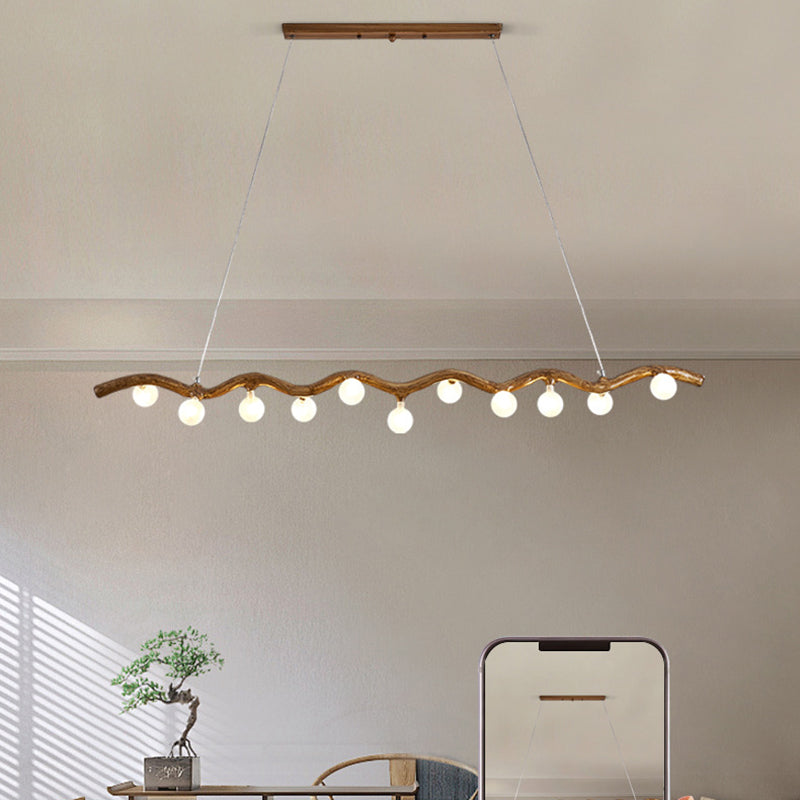 Japanese Style Branch Chandelier with 7/9/11 Lights – Resin & Glass Island Light for Dining Room