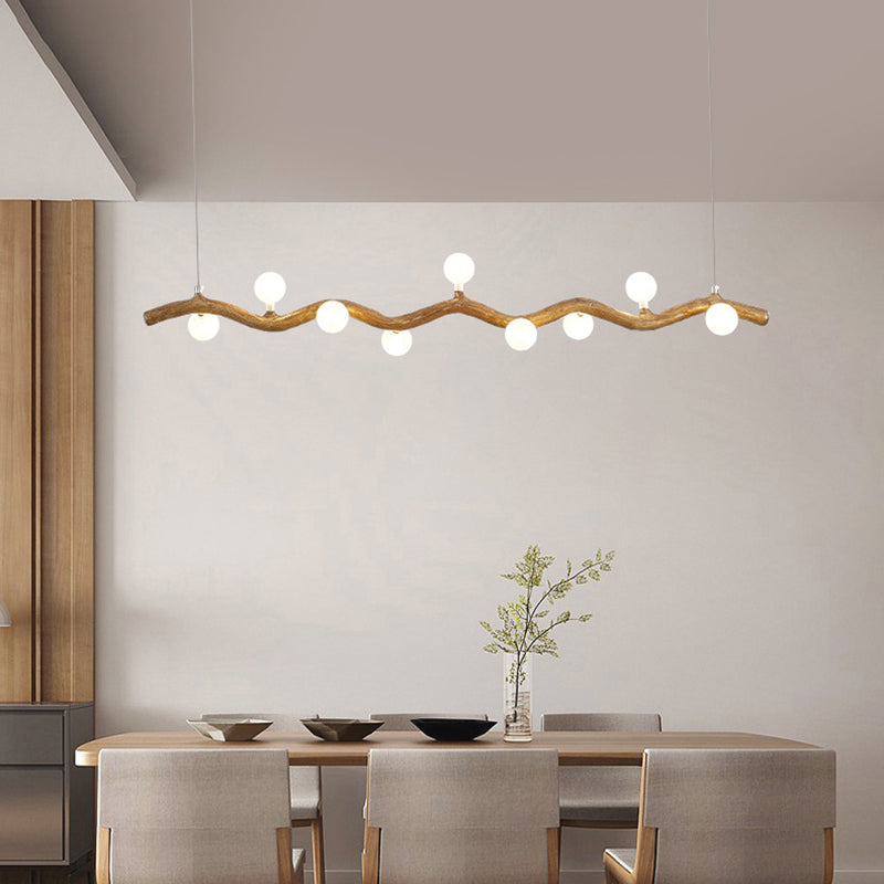 Japanese Style Branch Chandelier with 7/9/11 Lights – Resin & Glass Island Light for Dining Room