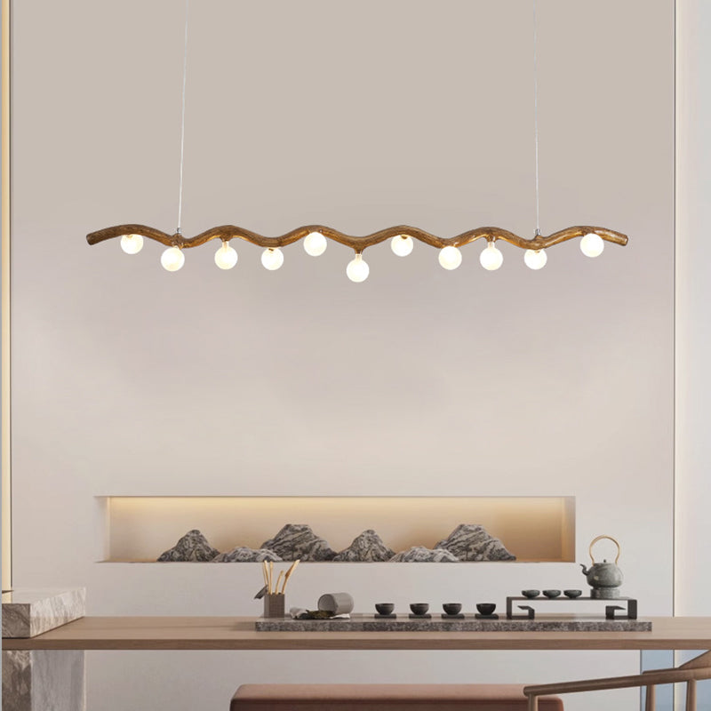 Japanese Style Branch Chandelier with 7/9/11 Lights – Resin & Glass Island Light for Dining Room