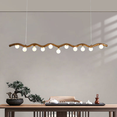 Japanese Style Branch Chandelier with 7/9/11 Lights – Resin & Glass Island Light for Dining Room