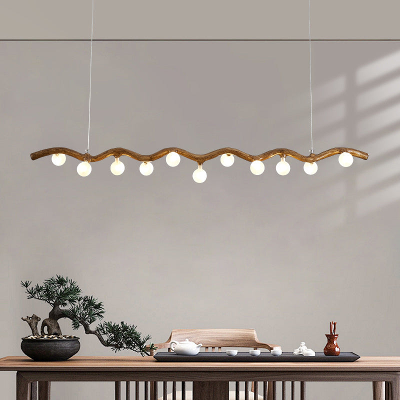 Japanese Style Branch Chandelier with 7/9/11 Lights – Resin & Glass Island Light for Dining Room