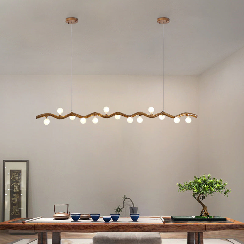 Japanese Style Branch Chandelier with 7/9/11 Lights – Resin & Glass Island Light for Dining Room