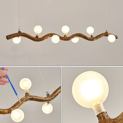 Japanese Style Branch Chandelier with 7/9/11 Lights – Resin & Glass Island Light for Dining Room
