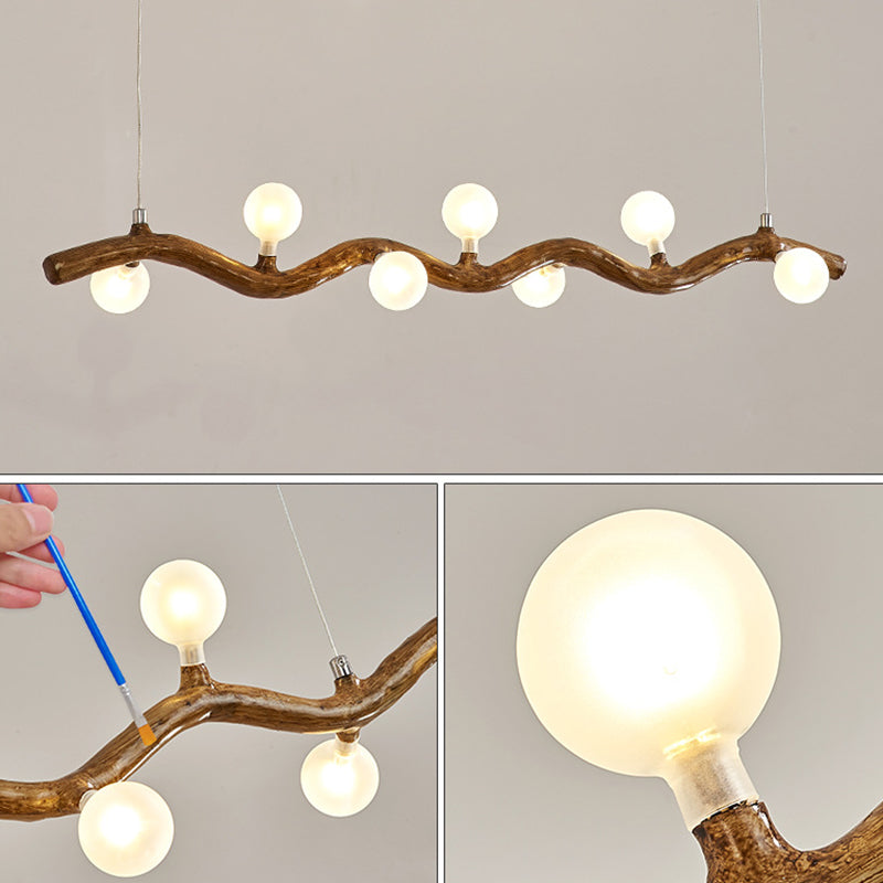 Japanese Style Branch Chandelier with 7/9/11 Lights – Resin & Glass Island Light for Dining Room