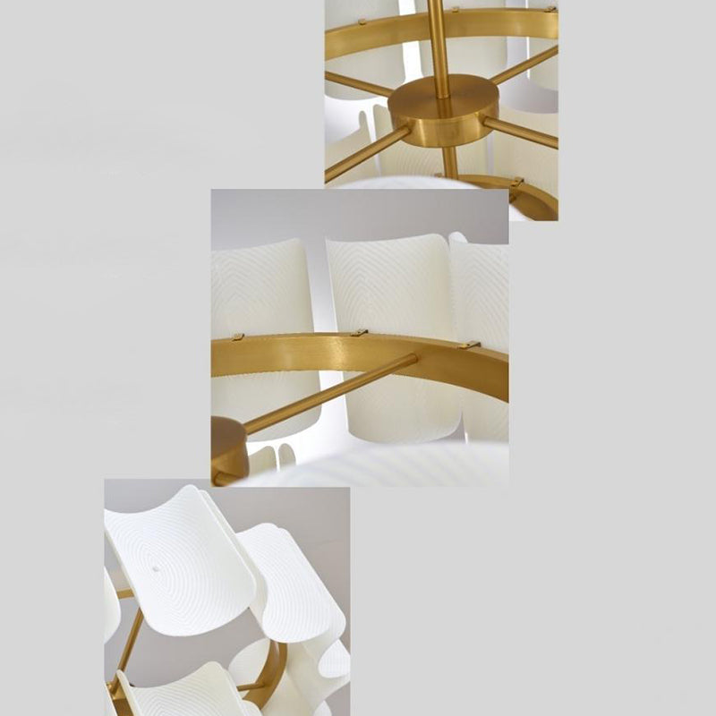Round French LED Chandelier with 2-Tier Design – Copper &amp; Acrylic Fixture for Living Room