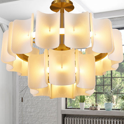 Traditioneller französischer runder Kupfer-Acryl-LED-Kronleuchter für das Wohnzimmer 