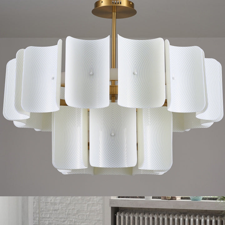 Round French LED Chandelier with 2-Tier Design – Copper &amp; Acrylic Fixture for Living Room