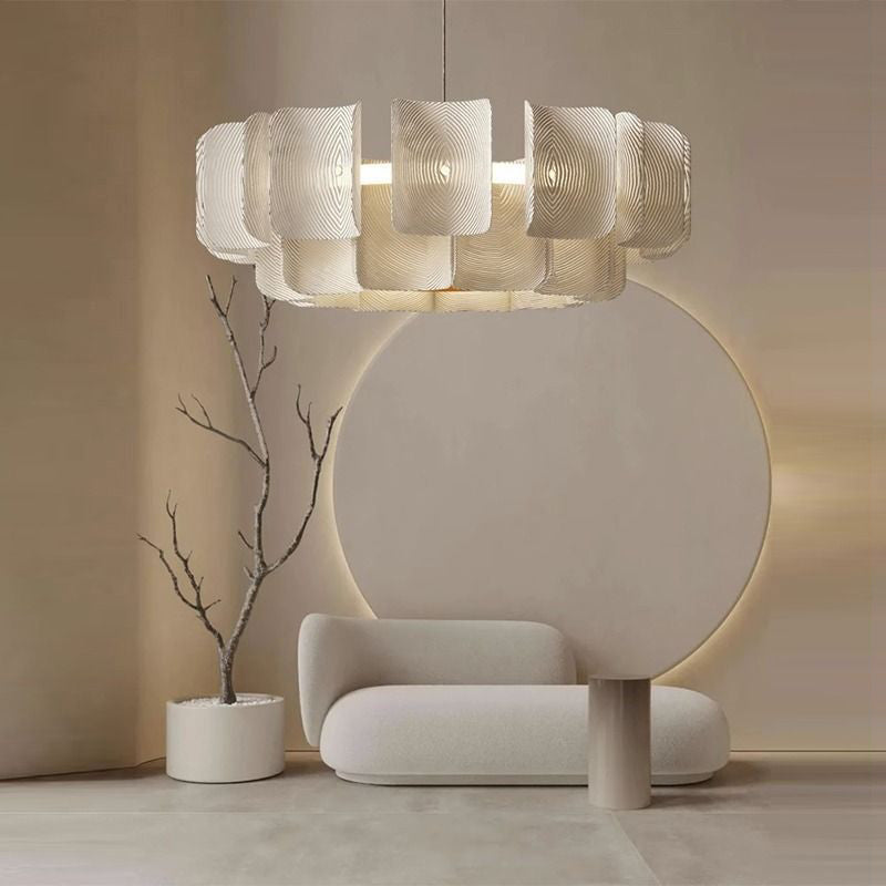 Round French LED Chandelier with 2-Tier Design – Copper &amp; Acrylic Fixture for Living Room