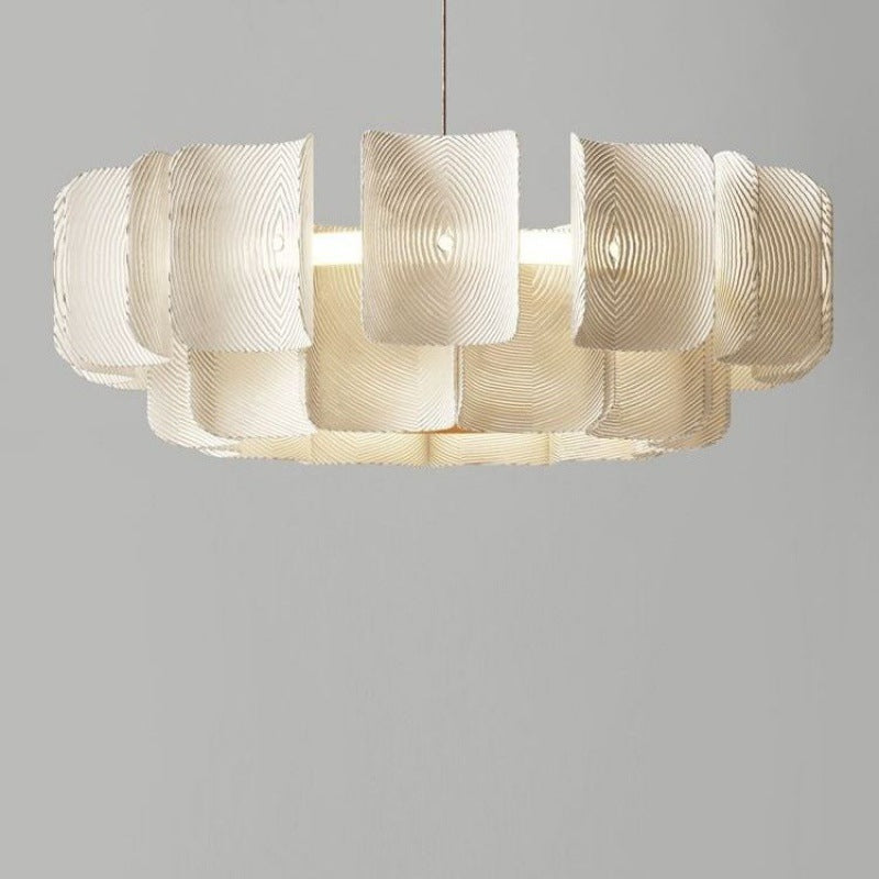 Round French LED Chandelier with 2-Tier Design – Copper &amp; Acrylic Fixture for Living Room