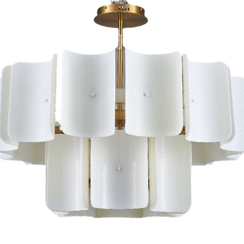 Round French LED Chandelier with 2-Tier Design – Copper &amp; Acrylic Fixture for Living Room