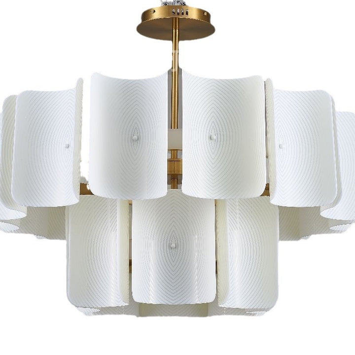 Round French LED Chandelier with 2-Tier Design – Copper &amp; Acrylic Fixture for Living Room