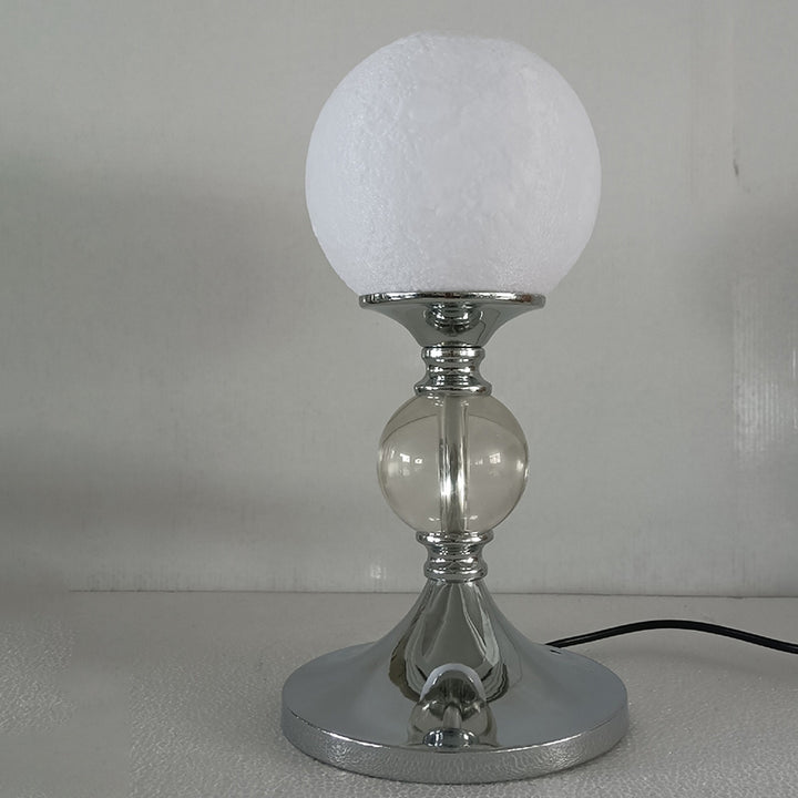 Lampe de Table Globe Lunaire Contemporaine – Design 1 Lumière en Fer, Plastique &amp; Verre pour Chambre 