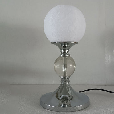 Zeitgenössische Mondglobus Tischlampe – 1-Licht Design aus Eisen, Kunststoff & Glas für das Schlafzimmer 