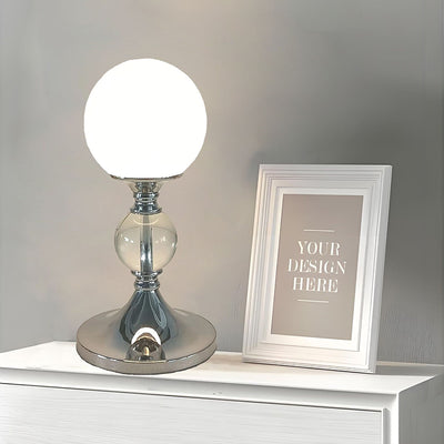 Zeitgenössische Mondglobus Tischlampe – 1-Licht Design aus Eisen, Kunststoff & Glas für das Schlafzimmer 