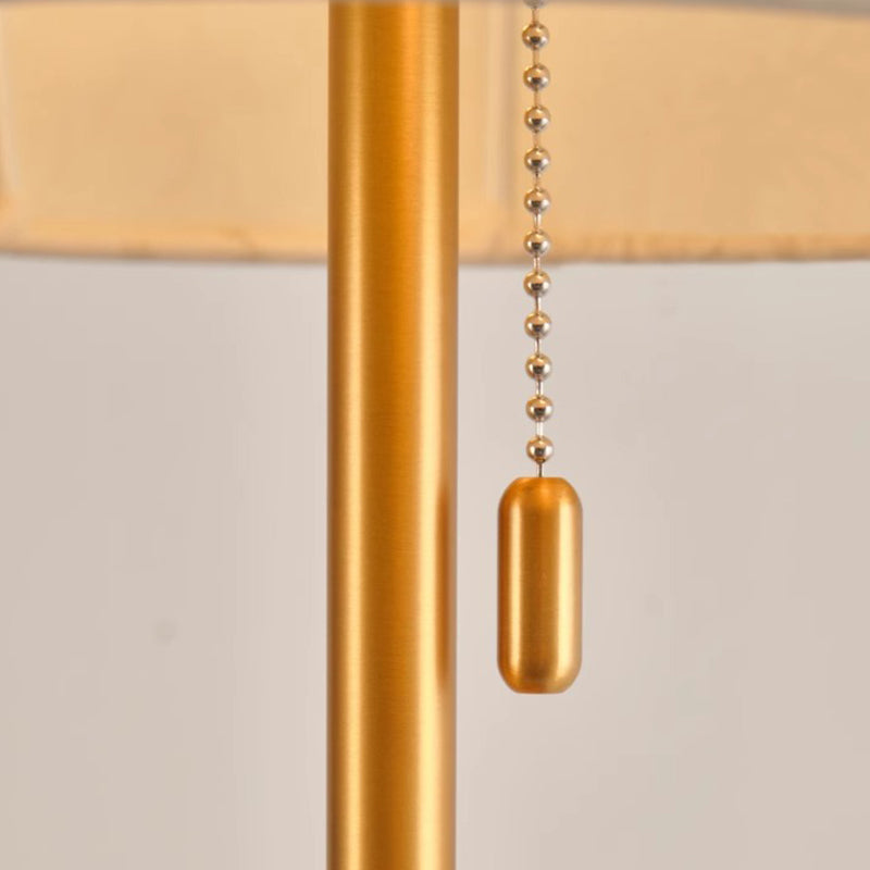Traditionelle französische Kuppel Tischlampe aus Eschenholz, Stoff und Metall mit 1 Licht für das Schlafzimmer 