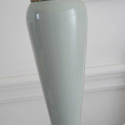 Contemporary Nordic Table Lamp – 1-Light Copper & Ceramic with Tapered Fabric Shade for Bedroom