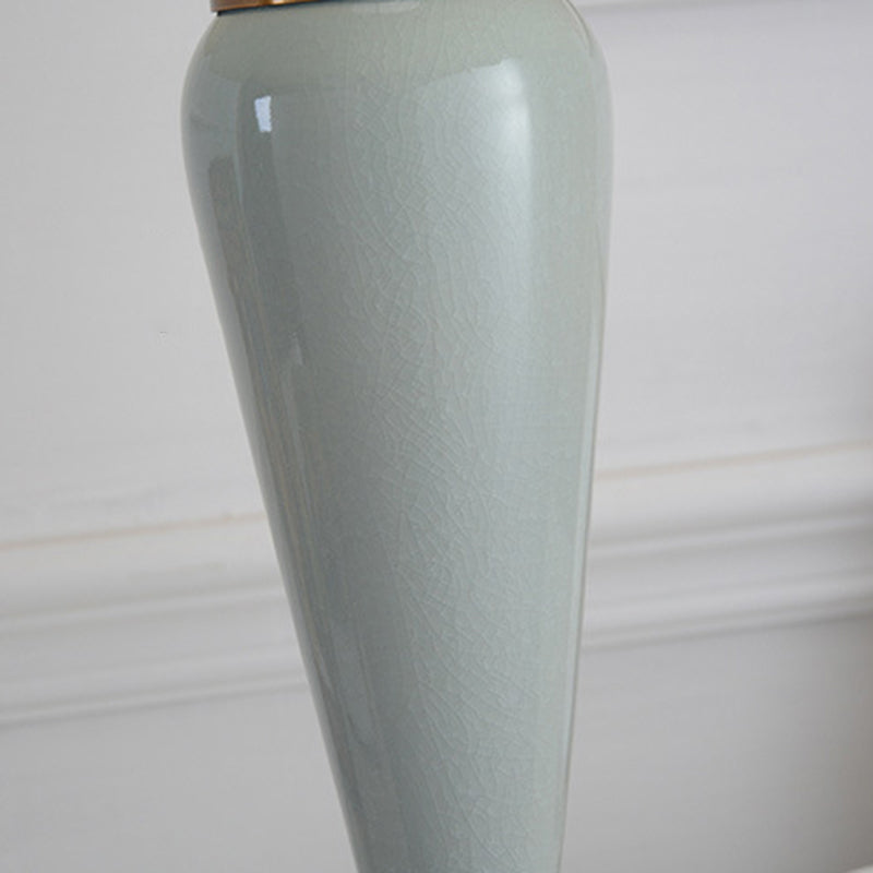 Contemporary Nordic Table Lamp – 1-Light Copper & Ceramic with Tapered Fabric Shade for Bedroom
