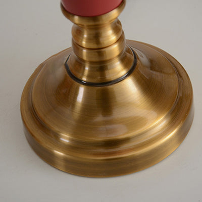 Contemporary Nordic Table Lamp – 1-Light Copper & Ceramic with Tapered Fabric Shade for Bedroom