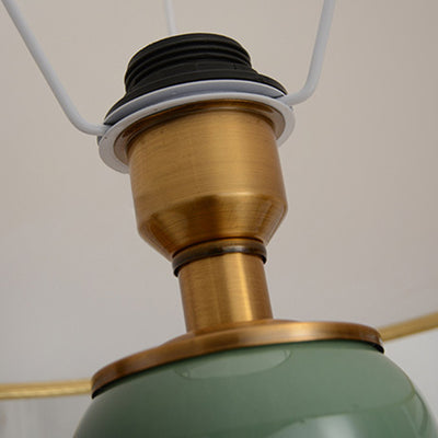 Contemporary Nordic Table Lamp – 1-Light Copper & Ceramic with Tapered Fabric Shade for Bedroom
