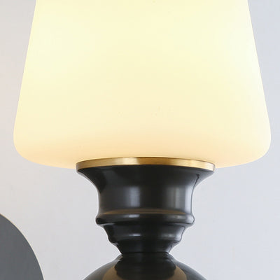 Modern Luxury Wall Sconce – 1/2 Light Copper & Glass with Tapered Shade for Bedroom