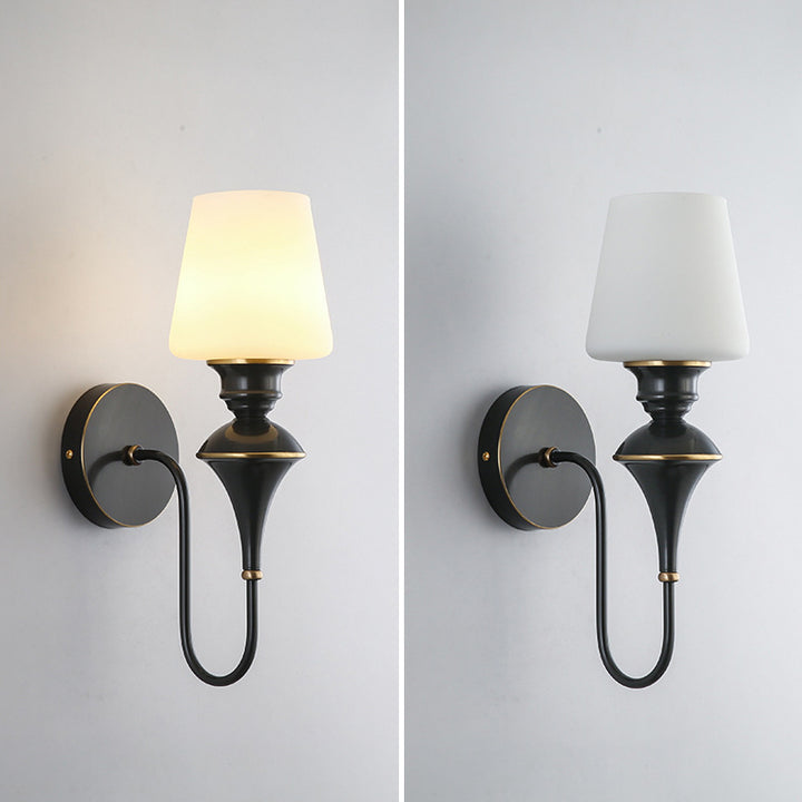 Modern Luxury Wall Sconce – 1/2 Light Copper &amp; Glass with Tapered Shade for Bedroom