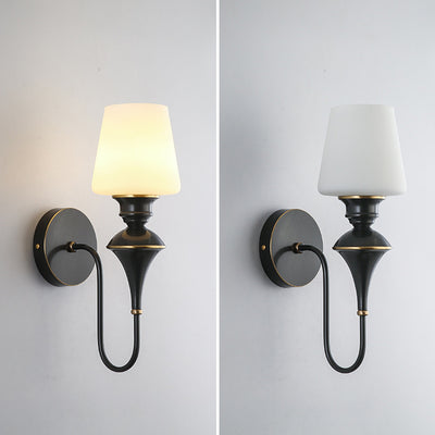 Modern Luxury Wall Sconce – 1/2 Light Copper & Glass with Tapered Shade for Bedroom
