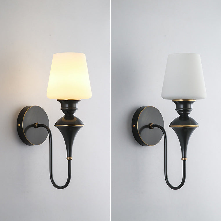 Modern Luxury Wall Sconce – 1/2 Light Copper & Glass with Tapered Shade for Bedroom