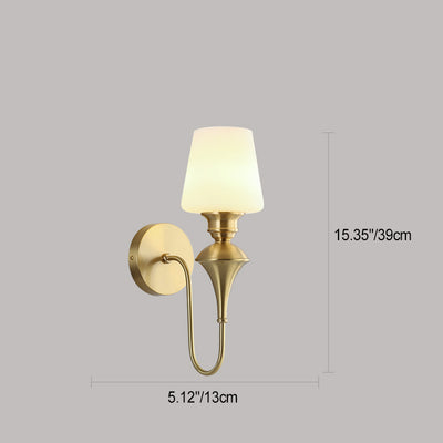 Modern Luxury Wall Sconce – 1/2 Light Copper & Glass with Tapered Shade for Bedroom