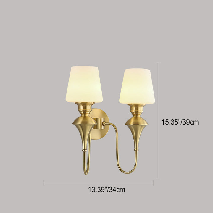 Modern Luxury Wall Sconce – 1/2 Light Copper &amp; Glass with Tapered Shade for Bedroom