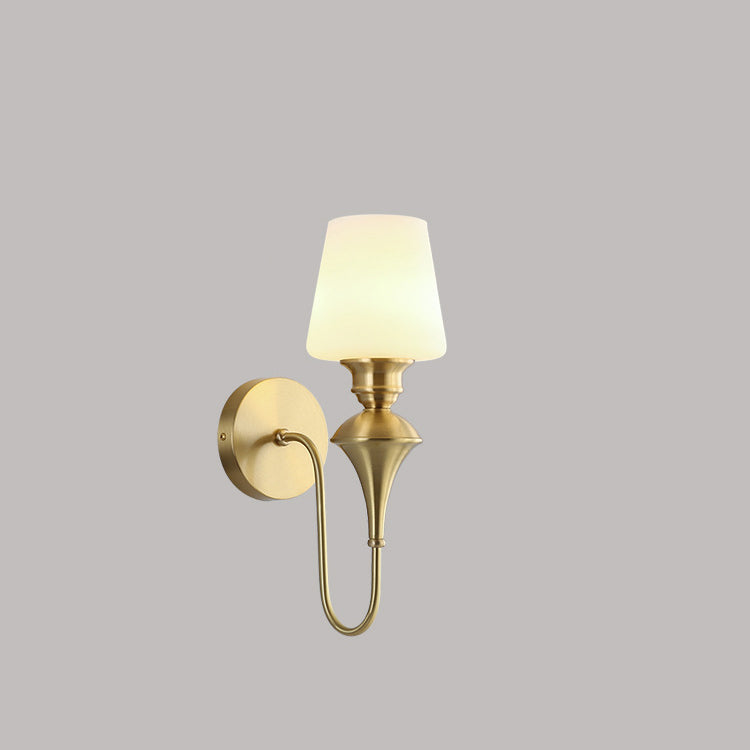 Modern Luxury Wall Sconce – 1/2 Light Copper & Glass with Tapered Shade for Bedroom