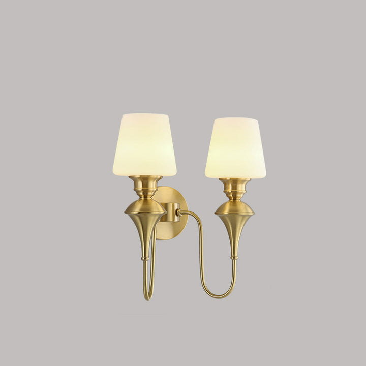 Modern Luxury Wall Sconce – 1/2 Light Copper &amp; Glass with Tapered Shade for Bedroom