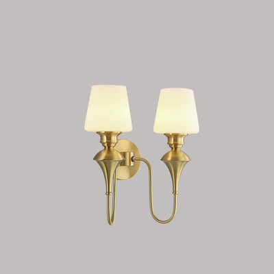 Modern Luxury Wall Sconce – 1/2 Light Copper & Glass with Tapered Shade for Bedroom