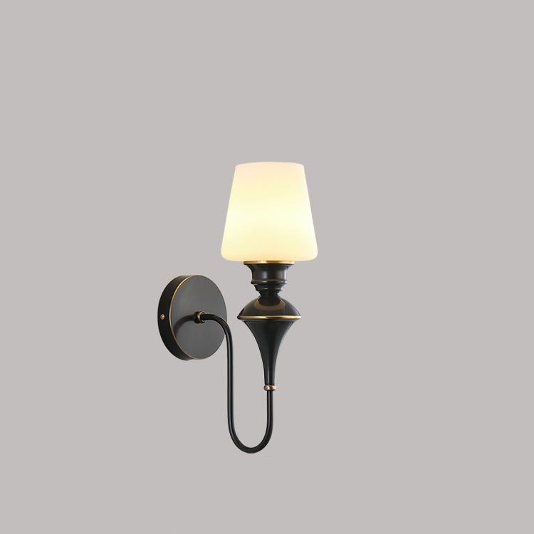 Modern Luxury Wall Sconce – 1/2 Light Copper & Glass with Tapered Shade for Bedroom