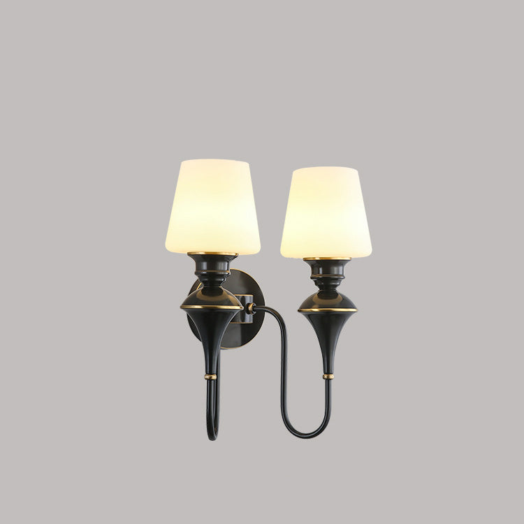 Modern Luxury Wall Sconce – 1/2 Light Copper & Glass with Tapered Shade for Bedroom