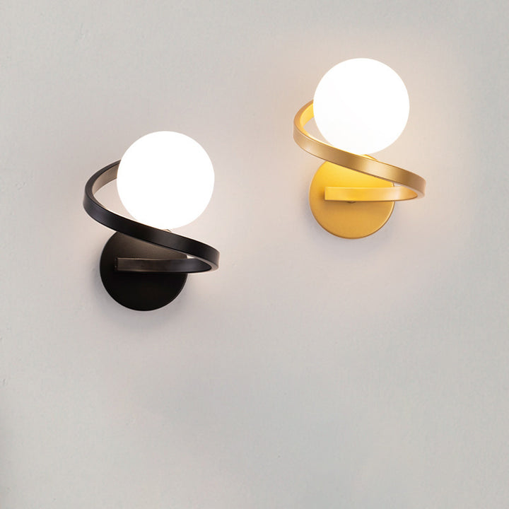 Applique Murale Simplicité Moderne – Lampe Sphérique en Fer et Verre à 1 Lumière pour Chambre 