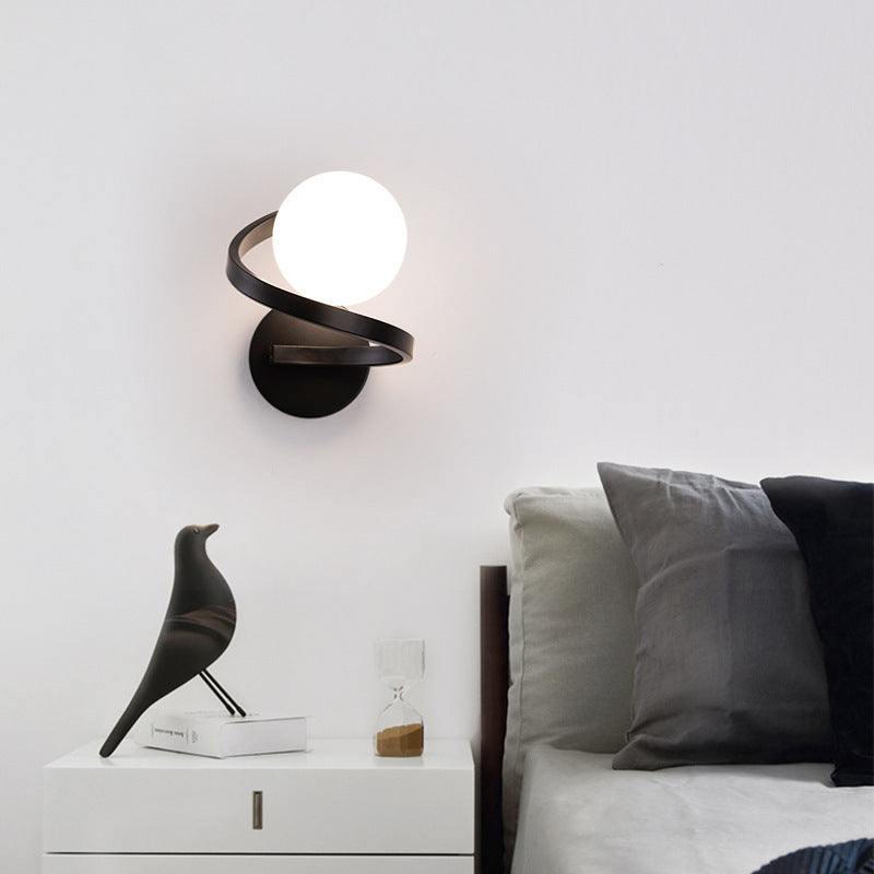 Applique Murale Simplicité Moderne – Lampe Sphérique en Fer et Verre à 1 Lumière pour Chambre 