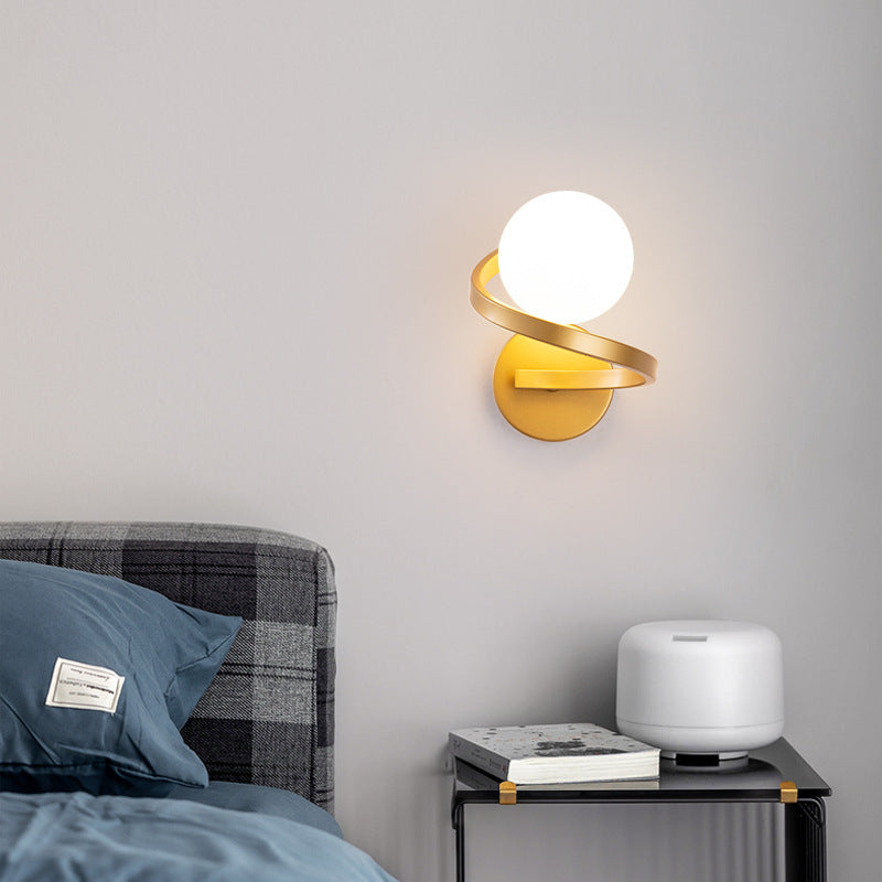 Applique Murale Simplicité Moderne – Lampe Sphérique en Fer et Verre à 1 Lumière pour Chambre 