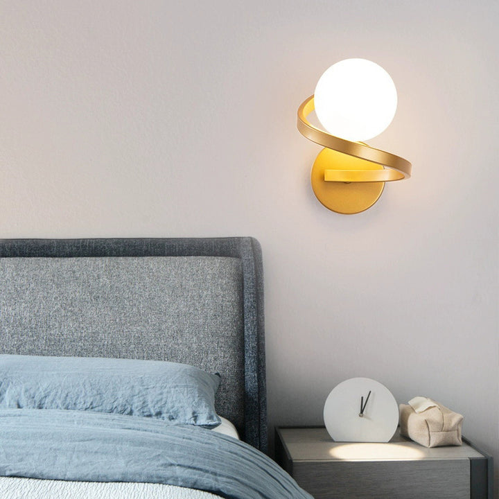 Applique Murale Simplicité Moderne – Lampe Sphérique en Fer et Verre à 1 Lumière pour Chambre 