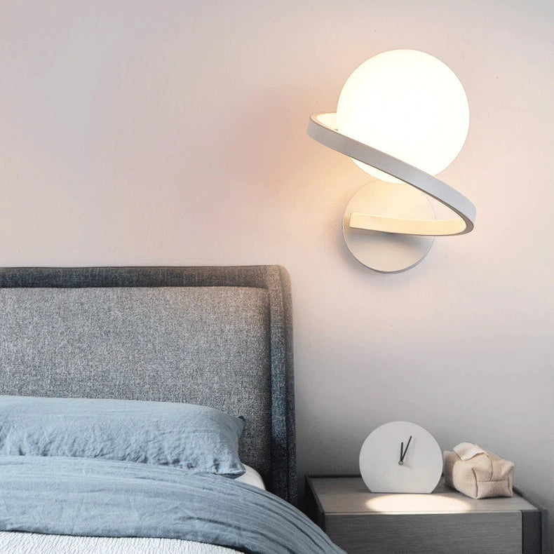Applique Murale Simplicité Moderne – Lampe Sphérique en Fer et Verre à 1 Lumière pour Chambre 