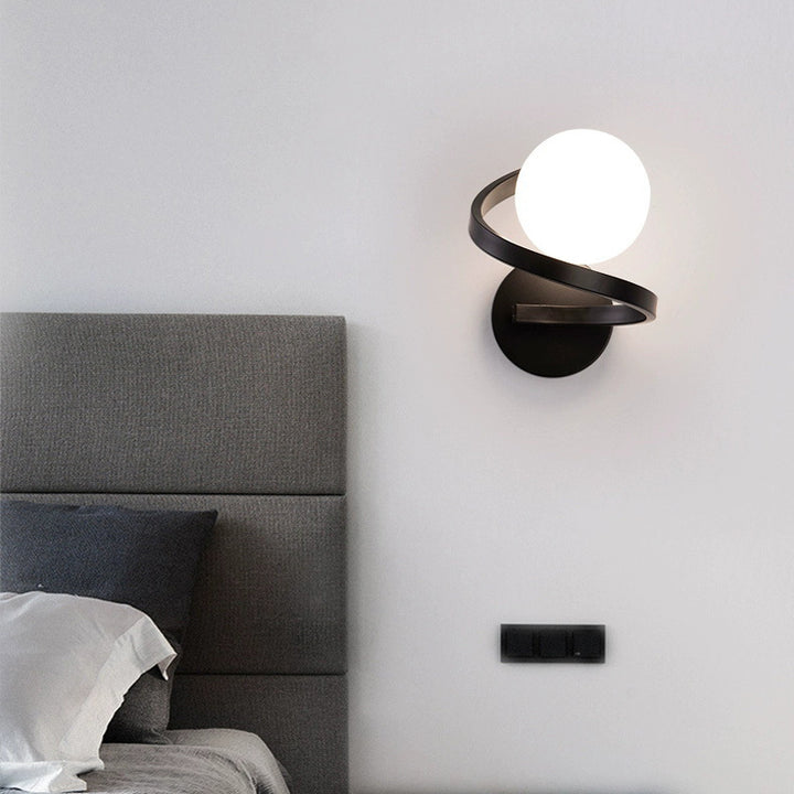 Applique Murale Simplicité Moderne – Lampe Sphérique en Fer et Verre à 1 Lumière pour Chambre 