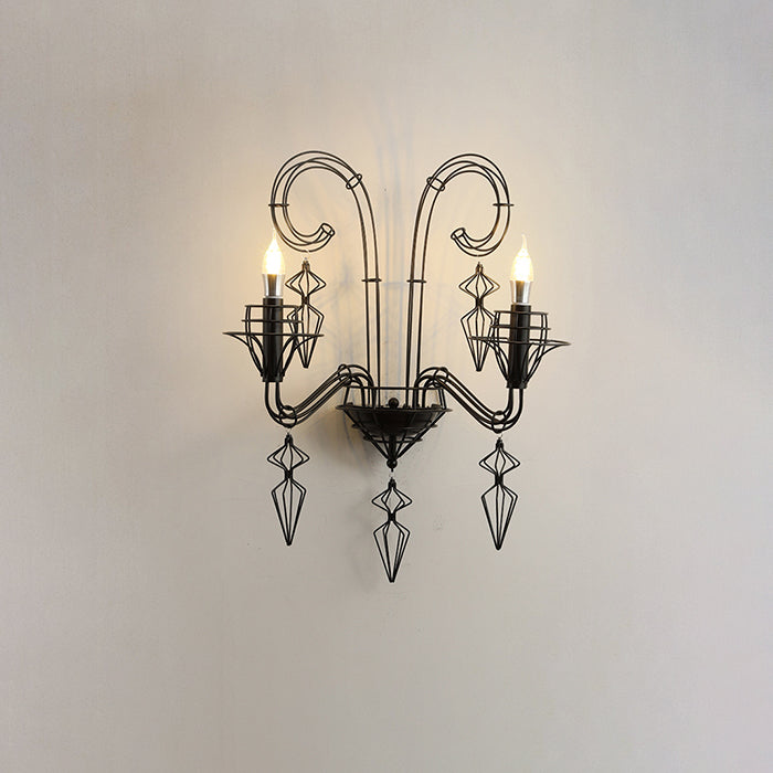 Modern Curved Wall Sconce – 1-Light Iron &amp; Glass Lamp with Horn-Inspired Design for Bedroom