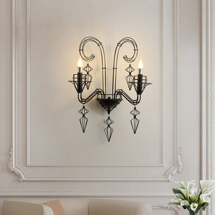 Modern Curved Wall Sconce – 1-Light Iron &amp; Glass Lamp with Horn-Inspired Design for Bedroom