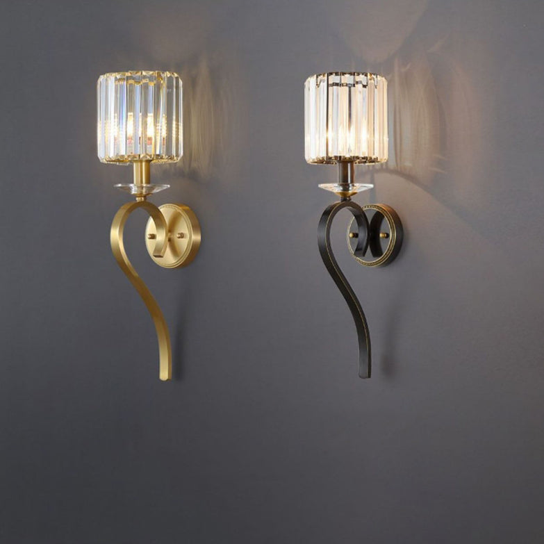 Traditionelle französische Zylinder-Kupfer-Glas 1-Licht-Wandleuchte für das Schlafzimmer 