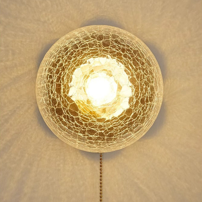 Traditionelle französische Kugel-Wandleuchte aus Eschenholz und Glas mit 1 Licht für das Schlafzimmer 